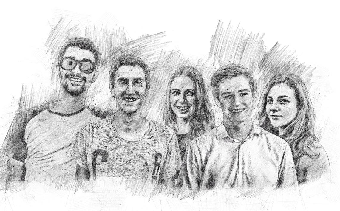 Family portrait from merged photos